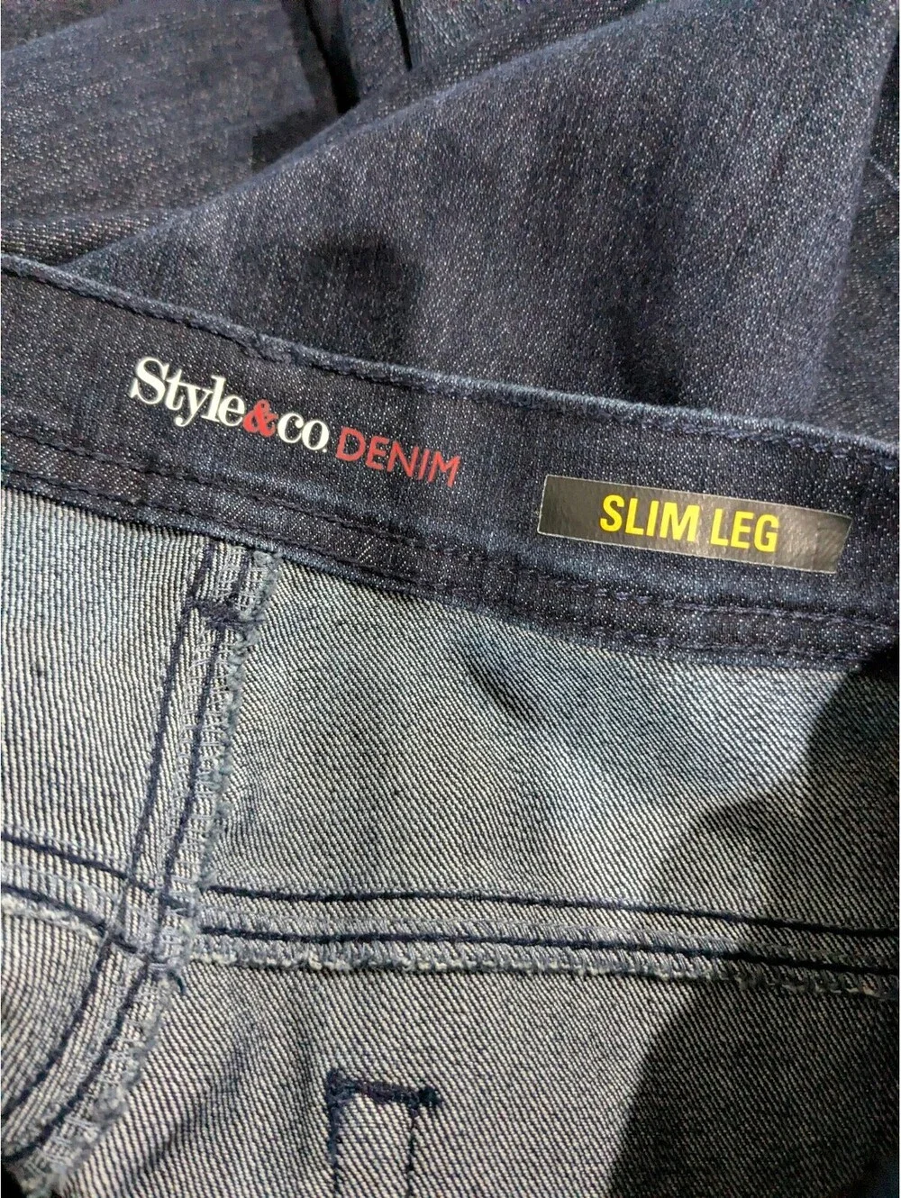 Style & Co Women's Slim Leg Jeans, Dark Blue, Size 14S, Stretch Denim, 5 Pocket - Picture 3 of 13
